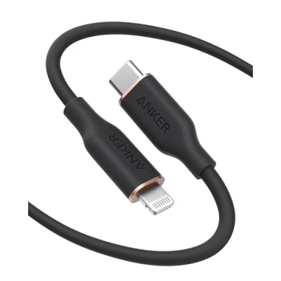 Image of Anker PowerLine III Flow, USB C to Lightning Cable for iPhone 13 Pro 12 11 X XS XR 8 Plus [MFi Certified, 6ft, Midnight Black] Supports Power Delivery, Silicone (Charger Not Included)