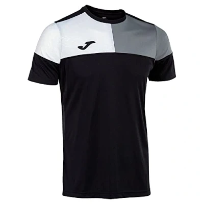 Image of Joma Men&#039;s Short Sleeve Shirt Man Crew V T, Black/Grey/White, 14 15 Years