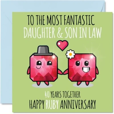 Image of Cute Ruby Anniversary Card for Daughter &amp; Son In Law 40 Years Together Happy 40th Wedding Cards Daughter, 145mm x Greeting Fortieth Anniversaries
