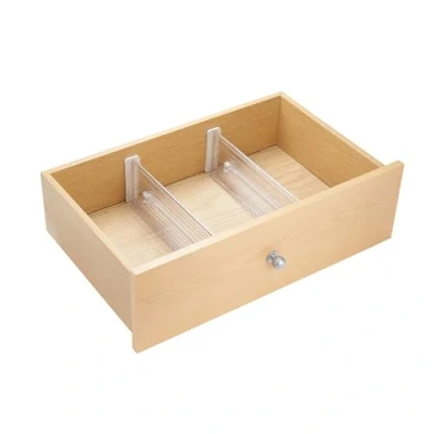 Image of iDesign Linus Drawer Dividers, Plastic Separators in a Set of 2, Deep Organiser System, Clear