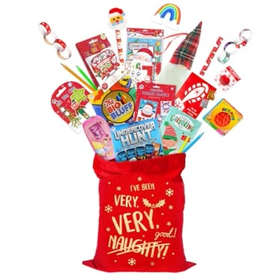 Image of Pre Filled Christmas Sack Stockings Stocking With 18 Mystery Gifts (5 10 Years Girls)