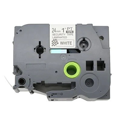 Image of Fassport 1 Pack Black on White Security Label Tape Compatible for Brother P Touch TZ SE5 TZe 24mm 1&quot;