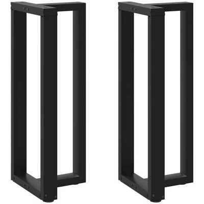 Image of vidaXL Bar Table Legs T Shape Set of 2 Black 40 x 35 (101 102) cm Steel