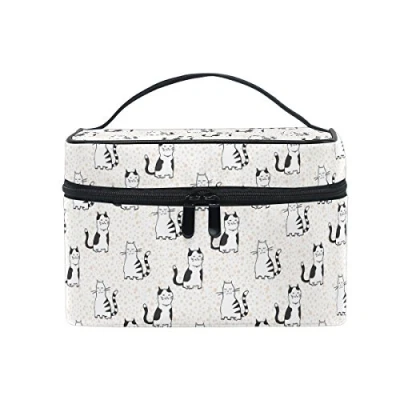 Image of Makeup Bag, Cute Cat Funny Kitten Print Cosmetic Toiletry Storage Organiser Case Large Travel Handle Personalised Pouch with Compartments Best Valentines Women Day Gift for Teenage Girl Lady