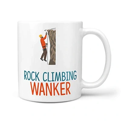 Image of TeHe Gifts Rock Climbing Wanker Gift 10oz Ceramic Coffee Tea Present Birthday Mug