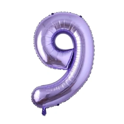 Image of Purple Number 9 Foil Balloon, 101cm (2 pack)