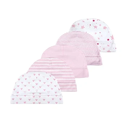 Image of Newborn Baby Hat for Babies, Boys, Girls, Ages 0 6 Months, 100% Cotton (0 6Months, Pink Hat)