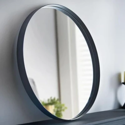 Image of DEENZ Round Mirror 60Cm Black Deep Aluminium Frame Wall Mounted Bathroom Living Room A Must Have Very Good Size
