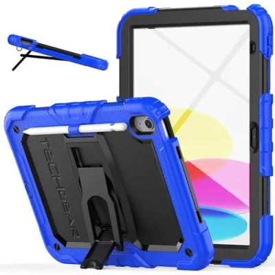 Image of ArmourSHIELD Case For Apple iPad 10th Generation 10.9&quot; / 10 2022 Full Body HEAVY DUTY Shockproof with Folding Stand, Screen Protector &amp; Pencil Holder, Kids Schools Work Case, Orange