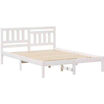 Image of vidaXL with Headboard White 120 x 190 cm Solid pine wood