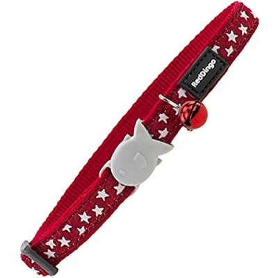 Image of Red Dingo Cat Collar Design, Stars Red, Small 12mm