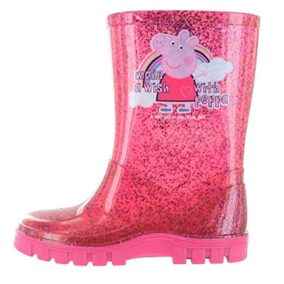 Image of Peppa Pig Glitter Pink Make A Wish Wellington Boots UK Size 8