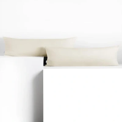 Image of DecoKing 2 x Pillowcases 20 145 cm Jersey Cotton Zip Ecru Amber
