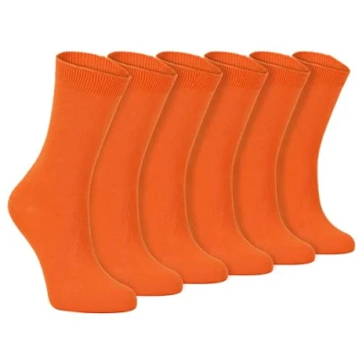 Image of Sock Snob 6 Pairs of Ladies Thin Plain Coloured Cotton Rich Ankle Socks 4 7 uk (4 uk, PL30 Orange)