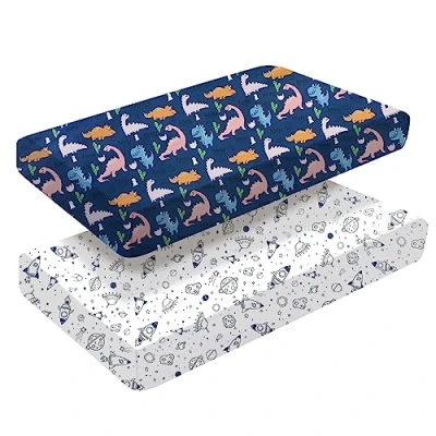 Image of 2 x Cot Fitted Crib Sheets Bedding for bed Soft Breathable Comfortable Baby Sheet Set Boys Girls Neutral,140 70 Fits Standard Toddler Mattress