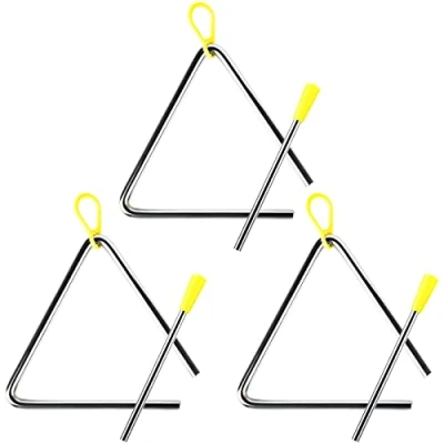 Image of Anruyi 3 Pack Musical Triangle Instrument, Beater Percussion Rhythm Hand Instrument Triangles for Children Kids Early Education