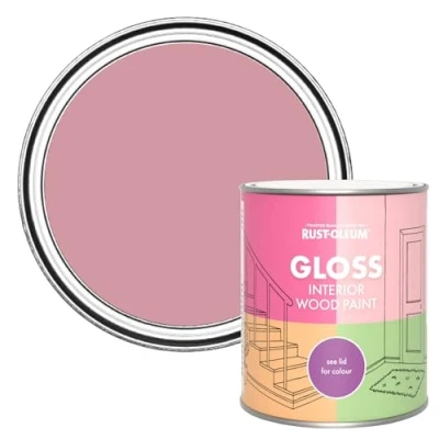 Image of Rust Oleum Pink Interior Wood Paint in Gloss Finish Dusky 750ml