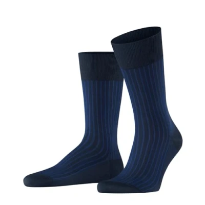 Image of FALKE Men&#039;s Oxford Stripe M SO Cotton Patterned 1 Pair Socks, Blue (Space 6116), 10 11