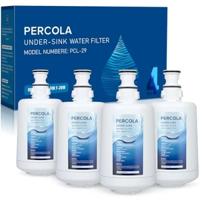 Image of PERCOLA F 201R Under Sink Water Filter, Replacement for InSinkErator Instant Hot &amp; Hot/Cool Dispensers Filter Cartridge 201R, 500 Gallons (4 Packs)