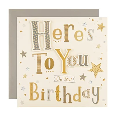Image of Hallmark Birthday Card Classic Gold and Silver Text Based Design