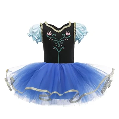 Image of Lito Angels Princess Anna Ballerina Costume for Kids Girls, Fancy Ballet Tutu Dress Dance Wear Outfit, Age 6 7 Years, Dark Blue (Tag Number 130)