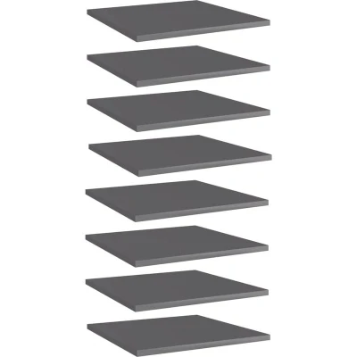 Image of vidaXL Bookshelf Boards 8 pcs High Gloss Grey 40x40x1.5 cm Engineered Wood