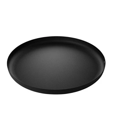 Image of Alessi Jm14/35 BT Design Round Tray in Coloured Steel with Epoxy Resinand Embossed Decoration, Black, 35 cm
