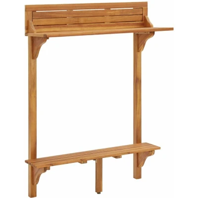 Image of vidaXL Balcony Bar Table 90x37x122.5 cm Solid Acacia Wood