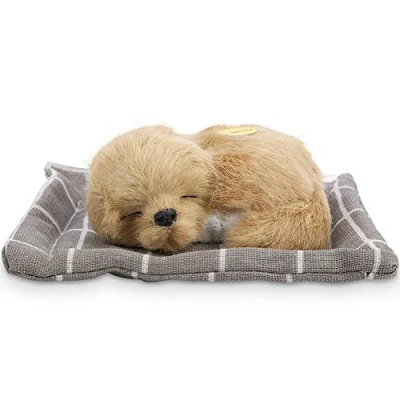 Image of Zerodis Simulation Plush Dog Decoration, Mini Sleeping Dogs With Sound Lovely Stuffed Toys Lifelike Animal Toy for Kids (Clay White)