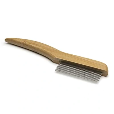 Image of Mikki Bamboo Anti Tangle Comb for Dog, Cat, Puppy with Fine Hair Coats, Removes Knots, Matts and Tangles, Handmade from Natural Bamboo,Brown, Short Medium