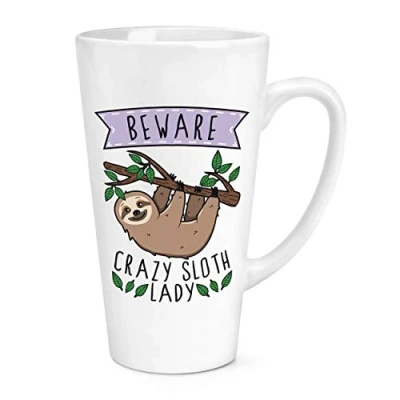 Image of Beware Crazy Sloth Lady 17oz Large Latte Mug Cup