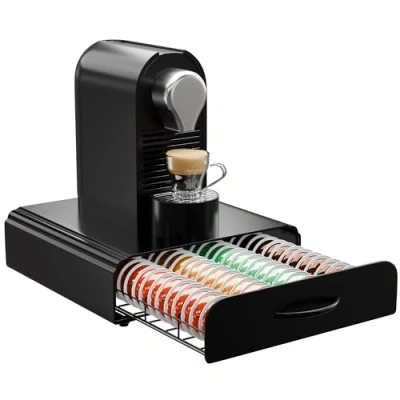Image of Homiu Tassimo Coffee Pod Holder Capsule 64 Pcs Storage Drawer Compatible for Machine Stand With Kitchen Pods
