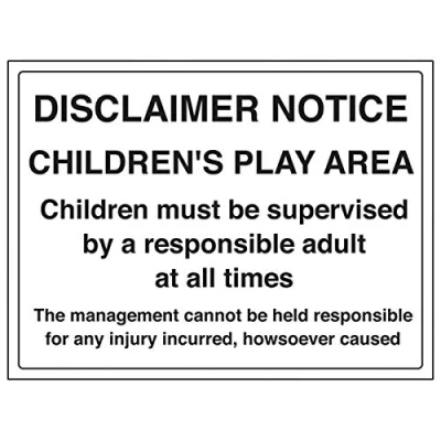 Image of V Safety Disclaimer Notice Sign 400mm x 300mm Self Adhesive Vinyl