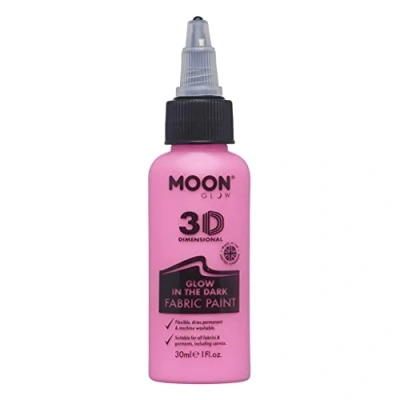 Image of Moon Glow in the Dark 3D Fabric paint 30ml Pink Textile for clothes, t shirts, bags, shoes &amp; canvas