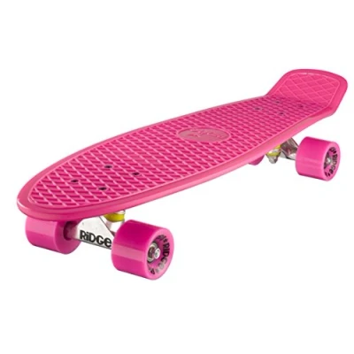 Image of Ridge Skateboards Children Kids Big Brother Large Retro Cruiser Pink Wheels, 27 Inch