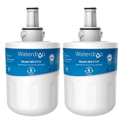Image of 2X Waterdrop DA29 00003F Fridge Water Filter, Compatible with Samsung® Aqua Pure Plus 00003F, HAFIN1, 00003A, 00003B, 00003A B, DA61 00159A, DA97 06317A