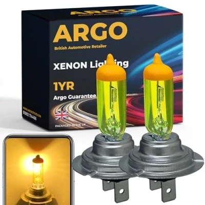 Image of H7 Headlight Bulb 100w Xenon Yellow Gold Amber 3000k 12v 477 Car High Low Dipped Main Beam Headlamp Bright Fog Light Bulbs 499 PX26D