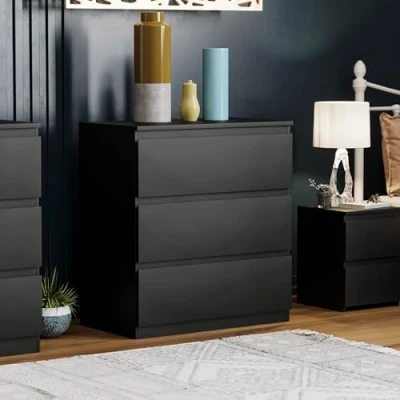 Image of Vida Designs 3 Drawer Chest for Clothes Closet Organizers and Storage Cabinet Hallway, Entryway (Black, Matte)