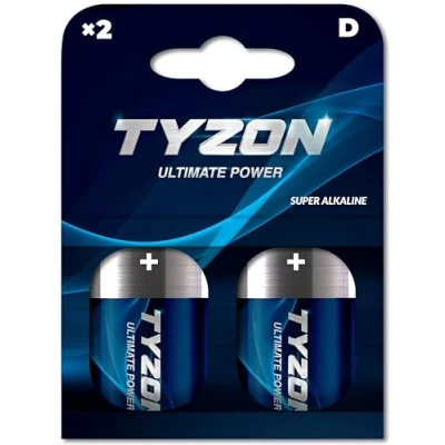 Image of TYZON D Super Alkaline Batteries 1.5 Volt Pack of 2 Reliable Energy for Devices with High Power Consumption