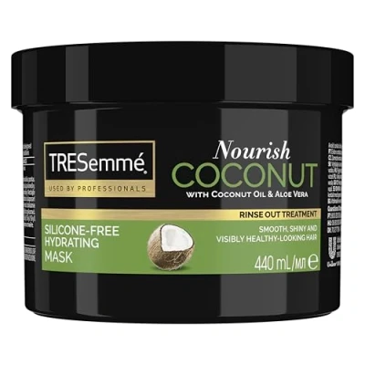 Image of TRESemmé Nourish Coconut Hydrating Mask rinse out hair treatment with Oil &amp; Aloe Vera for smooth, shiny, healthy looking 440 ml