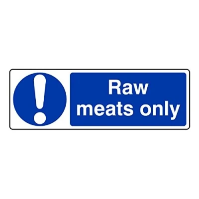 Image of 300mmx100mm Raw Meats Only Catering Sign Sticker Self Adhesive