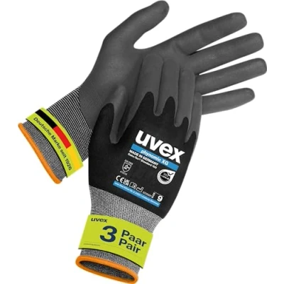 Image of 3x Uvex Phynomic XG 60070 Working Safety Gloves Assembly with Strong Oil Grip EN388