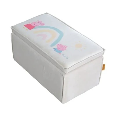 Image of roba Children&#039;s Bench in Peppa Pig Design Seat Stool with Storage for Boys &amp; Girls from 18 Months Load Capacity up to 60 kg Rectangular Padded Beige/Pink