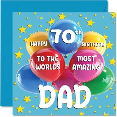 Image of 70th Dad Birthday Card World&#039;s Most Amazing Happy for from Son Daughter, 145mm x Age 70 Seventy Greeting Cards Father Papa