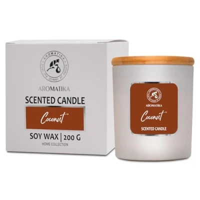 Image of Scented Candle Coconut 200g Home Aromatherapy Exotic Scent Air Freshener Soy Wax Glass Gift Idea for Mother&#039;s Day Birthday