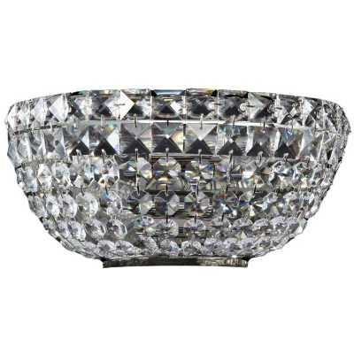 Image of Basfor Flush Wall Lamp Nickel Antique &amp; Crystal, 2 Light, E14