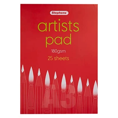 Image of Stephens Artists Paper Pad A3 180gsm 25 Sheets, Ideal Book For Art, Sketch, Writing, Colouring, Tracing Or As A Notebook, Suitable Adults And Kids, School, Office Home Use