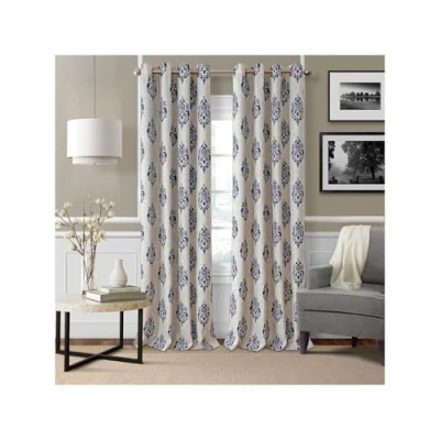 Image of Elrene Home Fashions Navara Medallion Room Darkening Window Curtain Panel, 52&quot; x 95&quot; (1, Navy