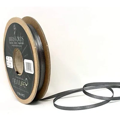 Image of Berisfords 3mm 669 Smoked NewLife Satin Ribbon 100% Recycled 50m Reel, Smokey Grey