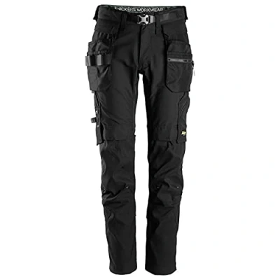 Image of Snickers FlexiWork Work Trousers+ Detachable Holster Pockets Black/Black 54